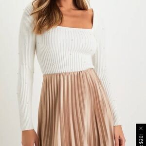 Lulus Fashionable Perfection Ivory Ribbed Pearl Sweater Top White - Size M